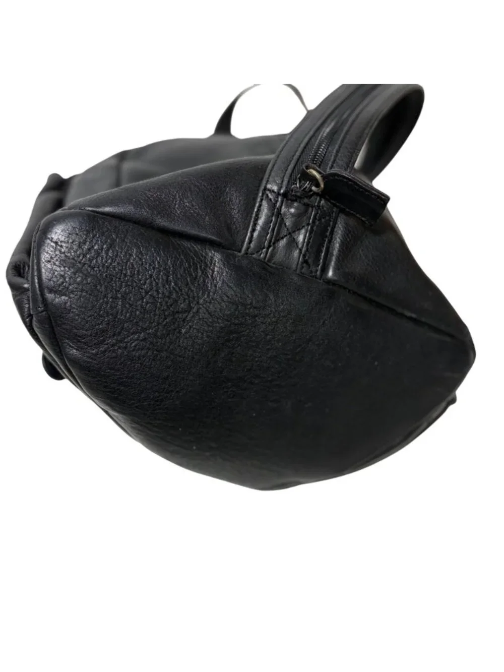 Vintage Boulder Ridge Shafmaster Leather Co Black Sling Backpack Bag Some Flaws